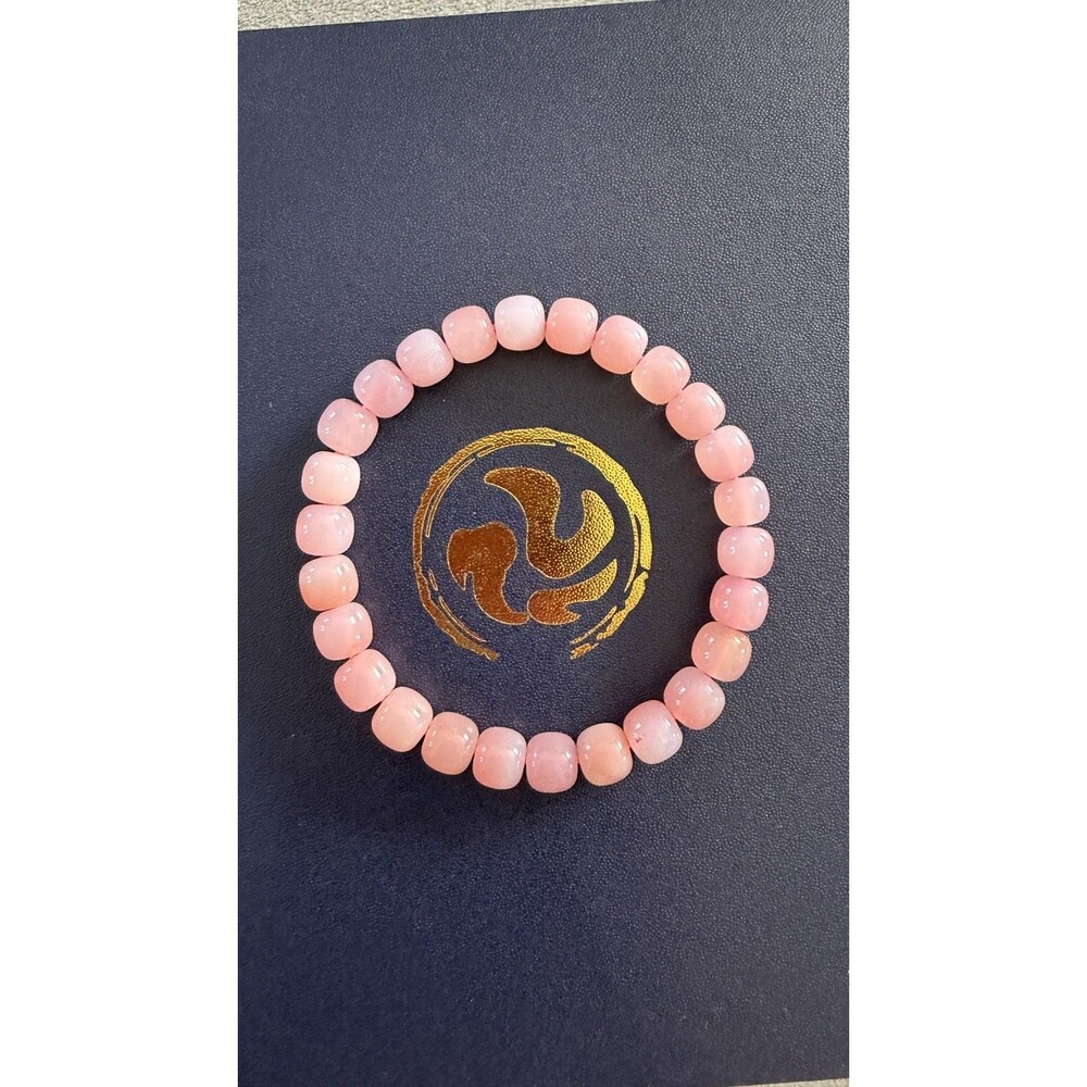 Natural 8mm blush agate pink beaded bracelet stretchy minimalist style gift 粉糯玛瑙